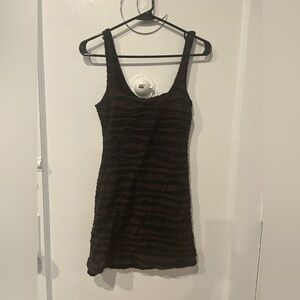 Free People Brown Textured Mini Dress